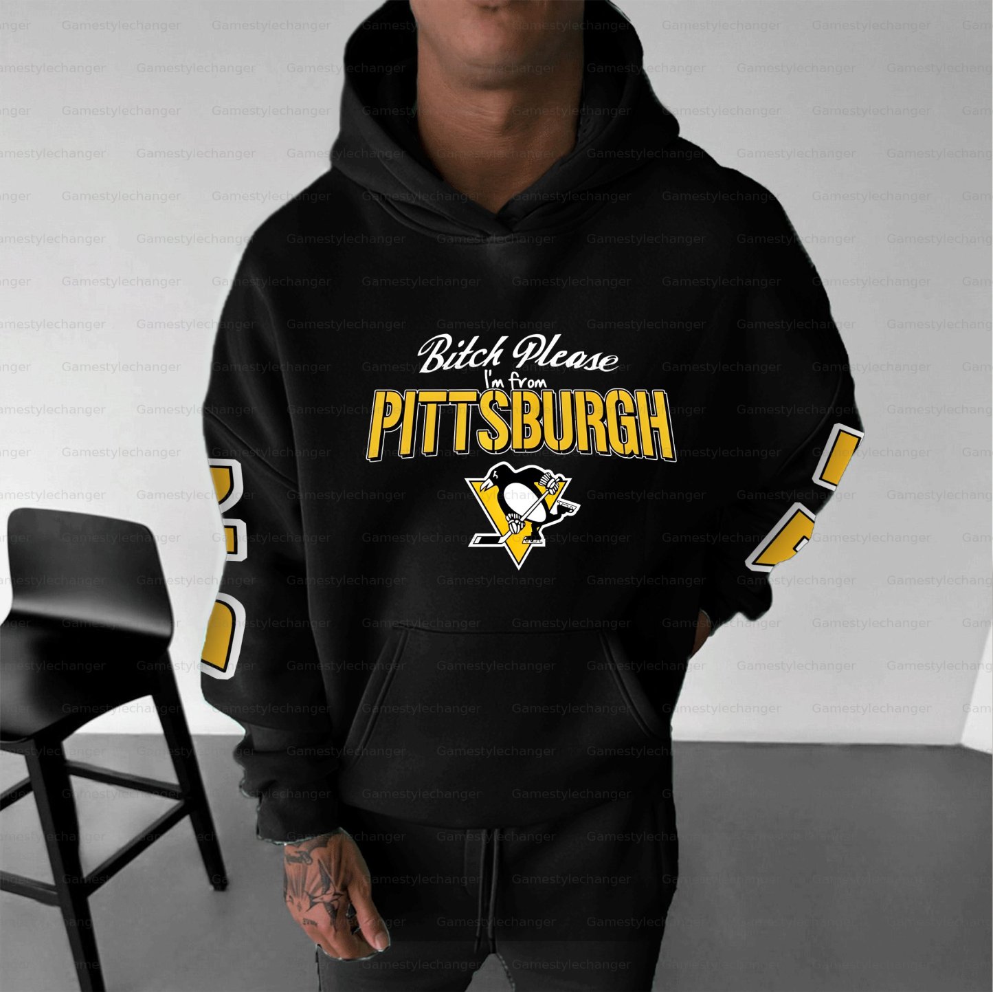 Unisex "Pittsburgh Penguins" Graphic Streetwear Vintage Plush Hoodie
