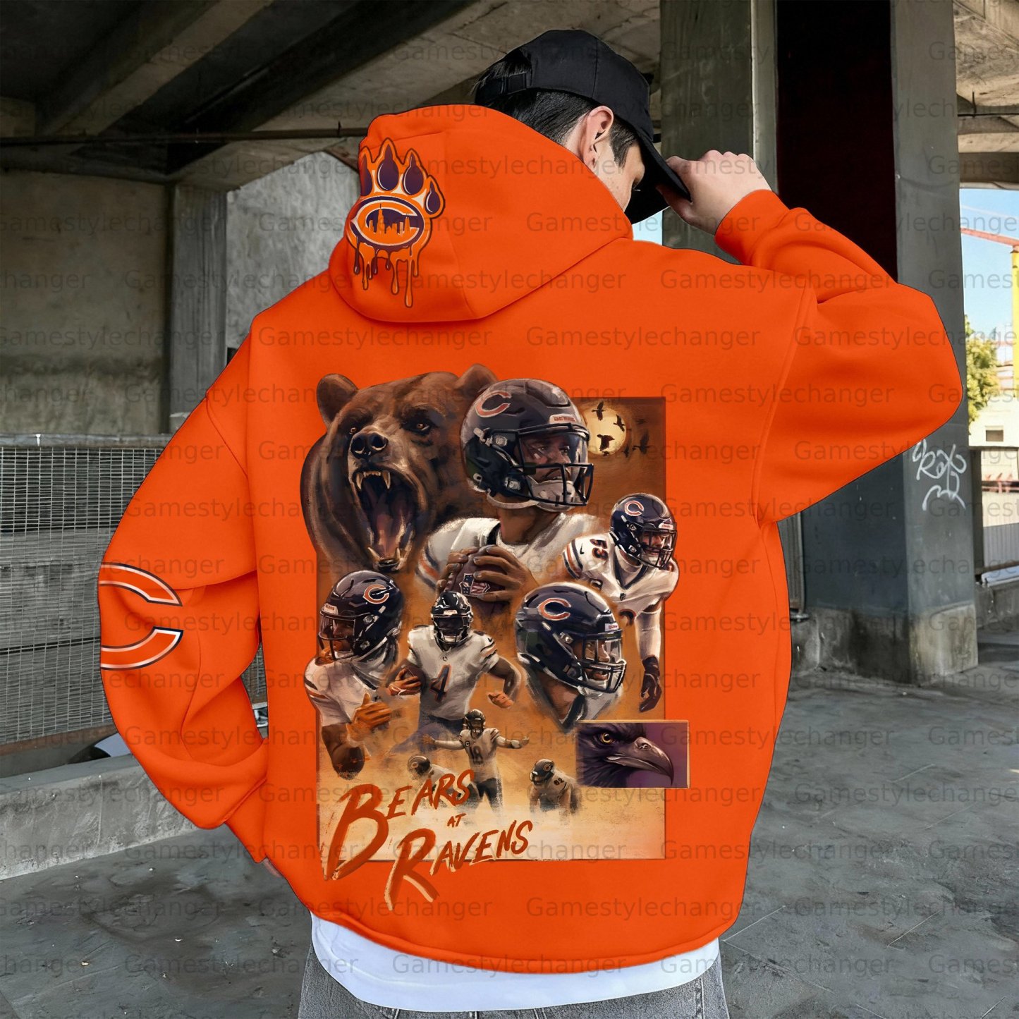 Unisex "Chicago Bears" Graphic Streetwear Vintage Plush Hoodie