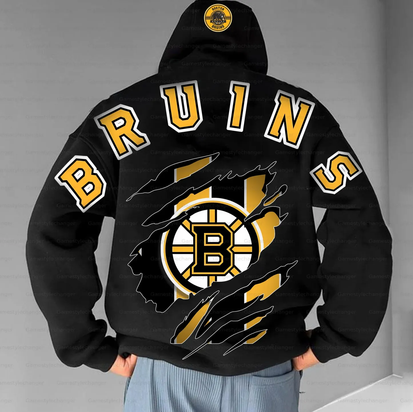 Unisex "Boston Bruins" Graphic Streetwear Vintage Plush Hoodie