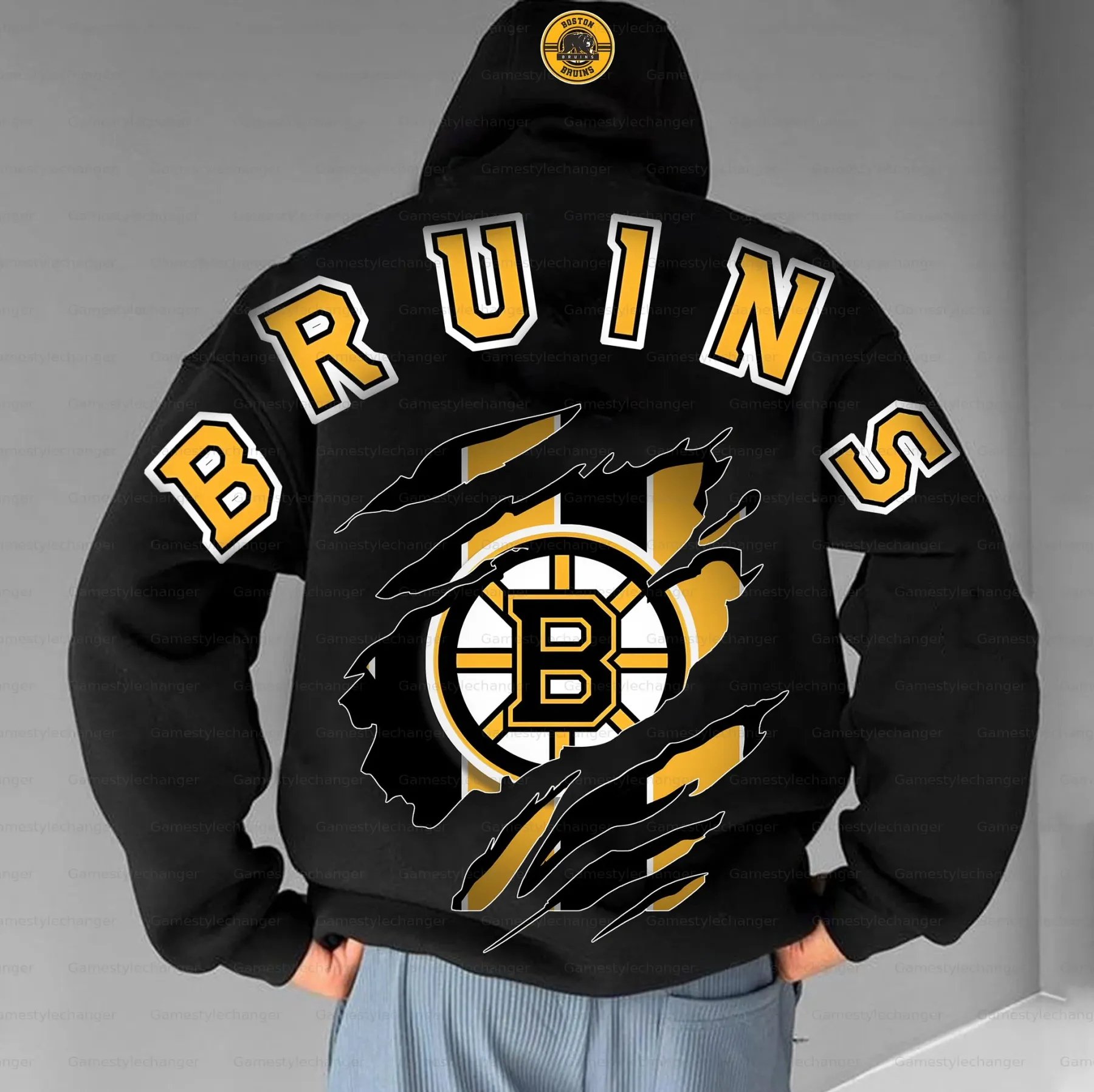 Unisex "Boston Bruins" Graphic Streetwear Vintage Plush Hoodie