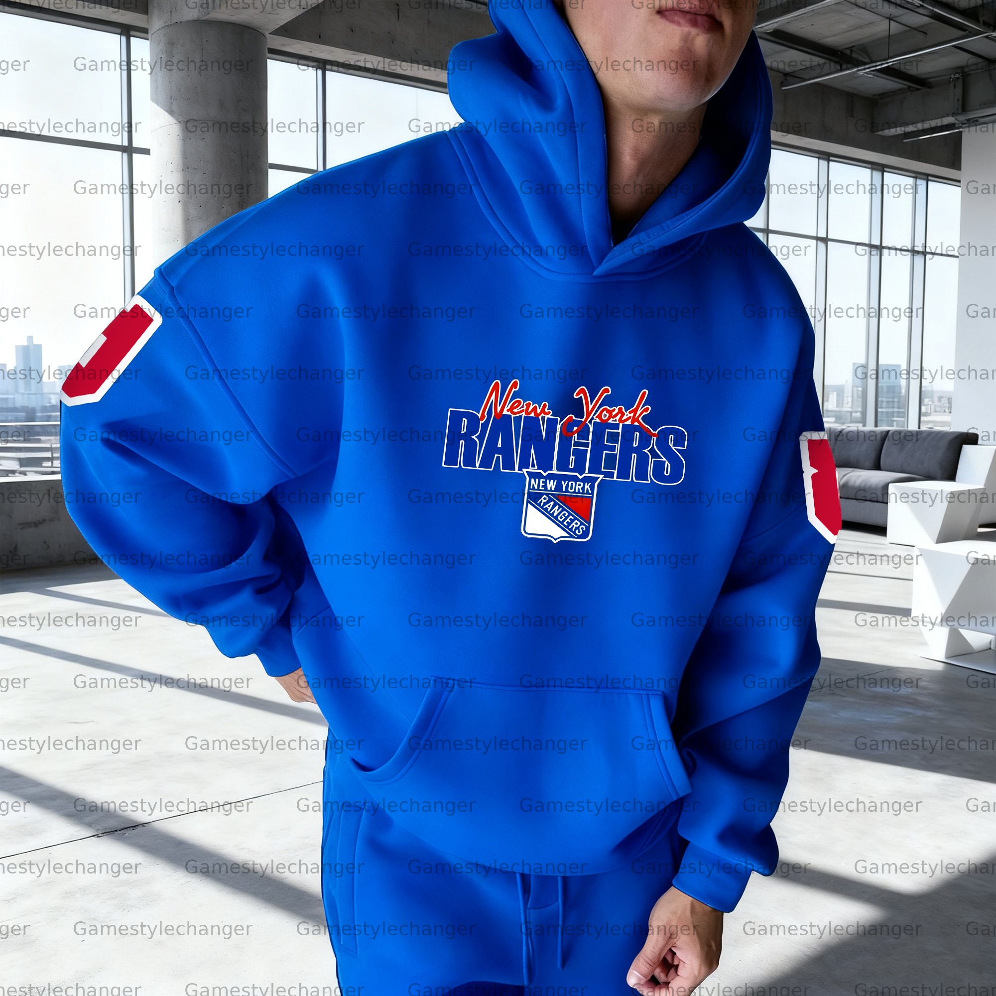Unisex "New York Rangers" Graphic Streetwear Vintage Plush Hoodie