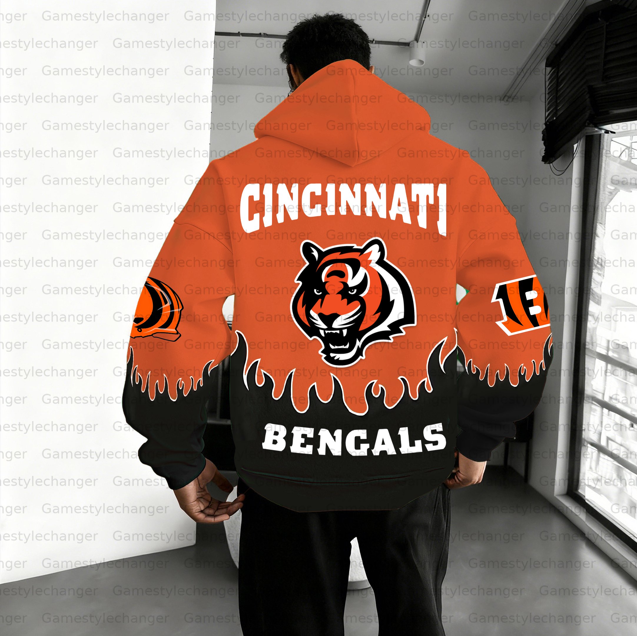Unisex "Cincinnati Bengals " Graphic Streetwear Vintage Plush Hoodie