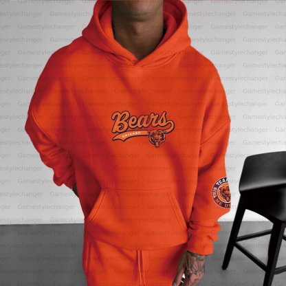 Unisex "Chicago Bears" Graphic Streetwear Vintage Plush Hoodie