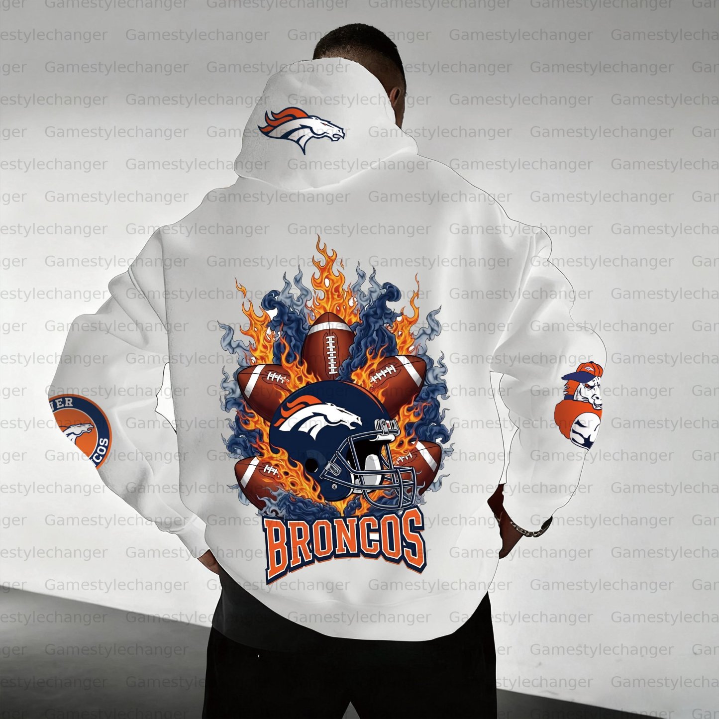 Unisex "Denver Broncos" Graphic Streetwear Vintage Plush Hoodie