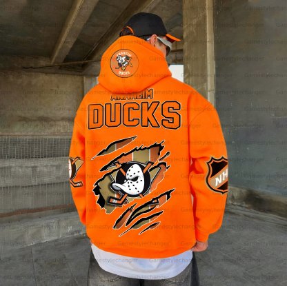 Unisex "Anaheim Ducks" Graphic Streetwear Vintage Plush Hoodie