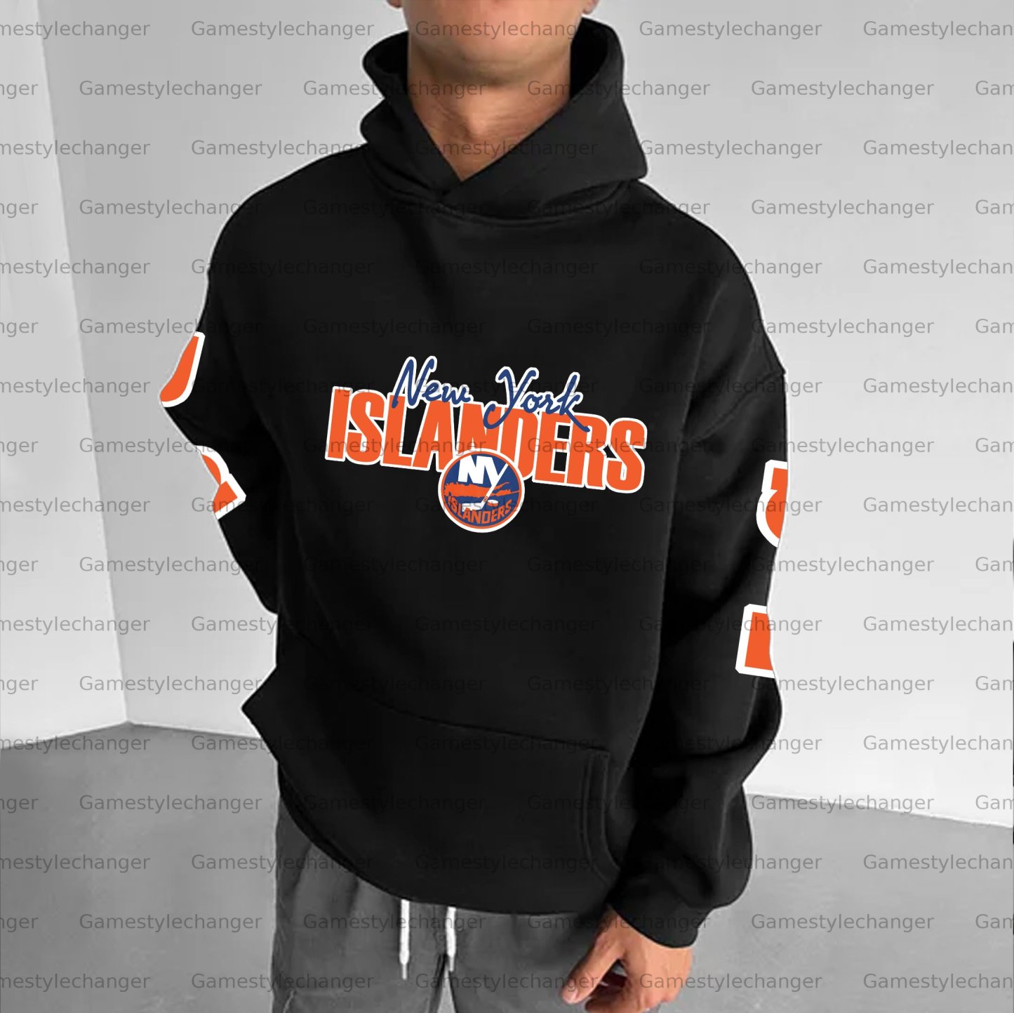 Unisex "New York Islanders" Graphic Streetwear Vintage Plush Hoodie