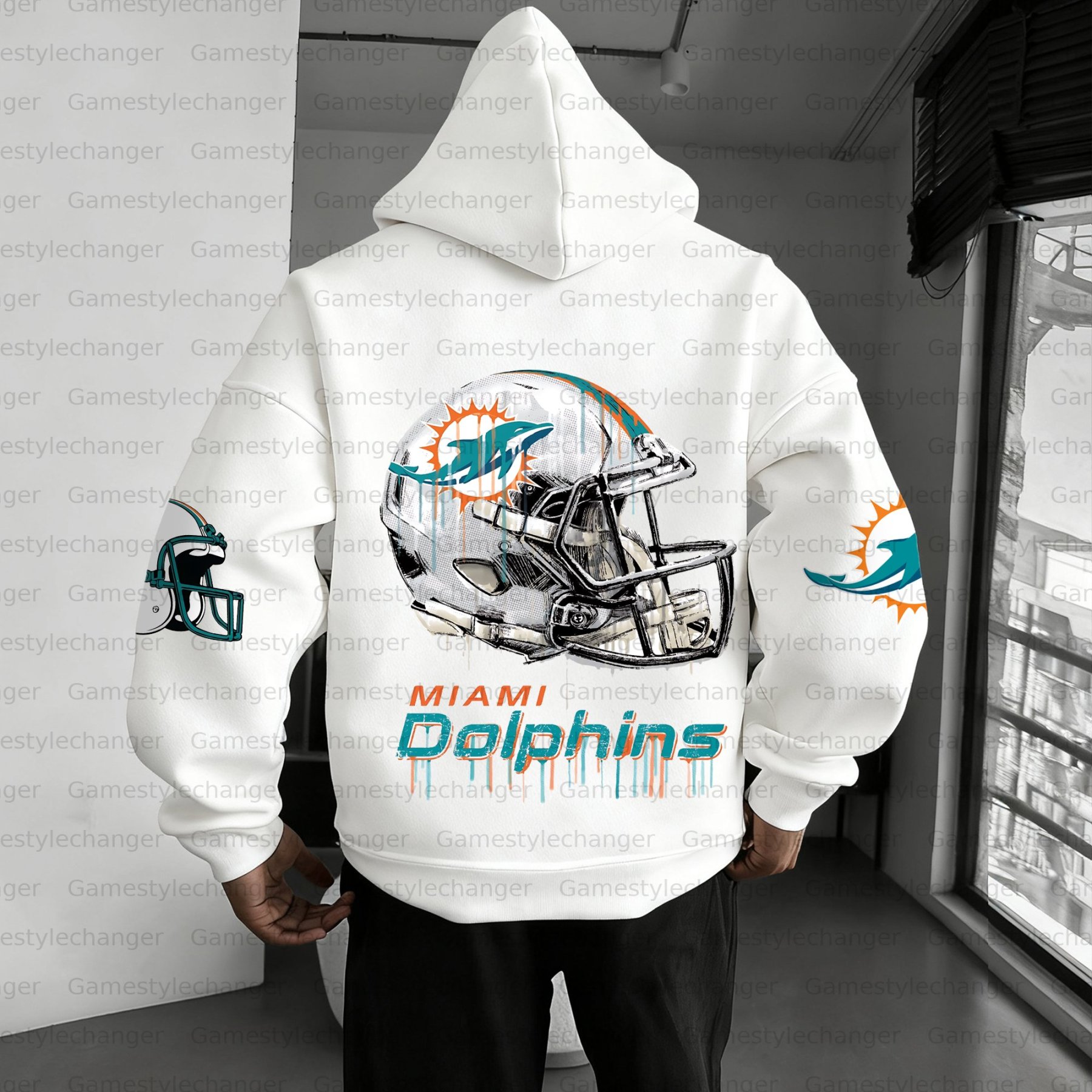 Unisex "Miami dolphins " Graphic Streetwear Vintage Plush Hoodie