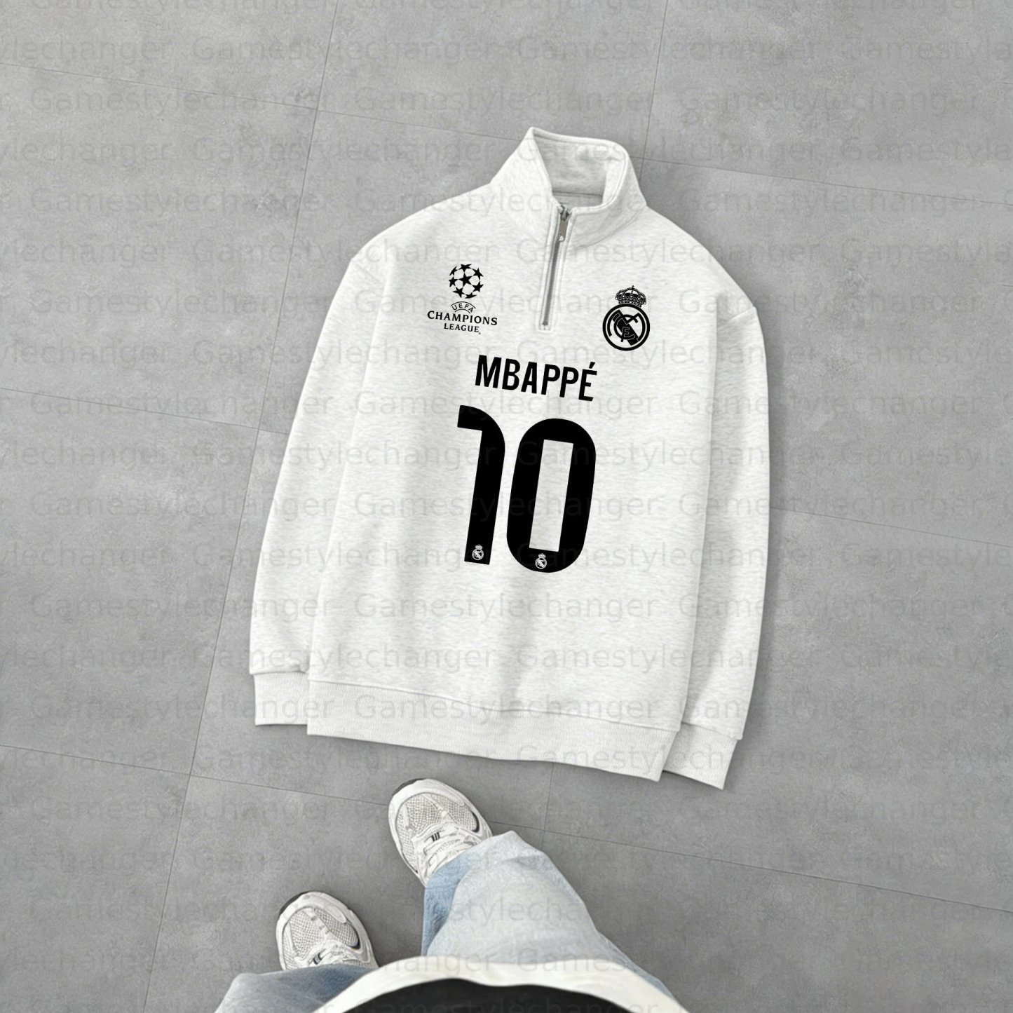 Unisex "UEFA " Graphic Streetwear Vintage Plush Zip-up Sweatshirt