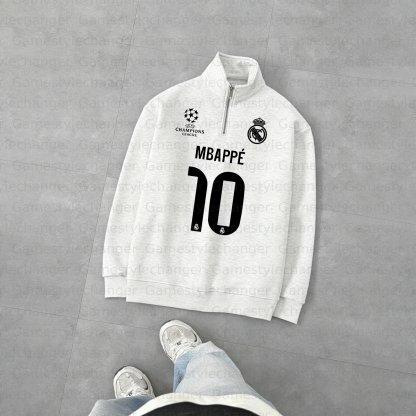 Unisex "UEFA " Graphic Streetwear Vintage Plush Zip-up Sweatshirt