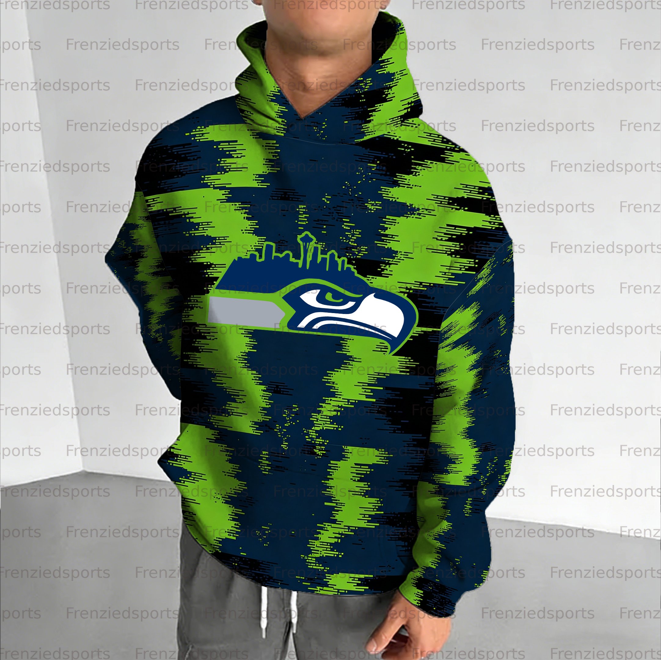 Unisex "Seattle Seahawks" Graphic Streetwear Vintage Plush Hoodie