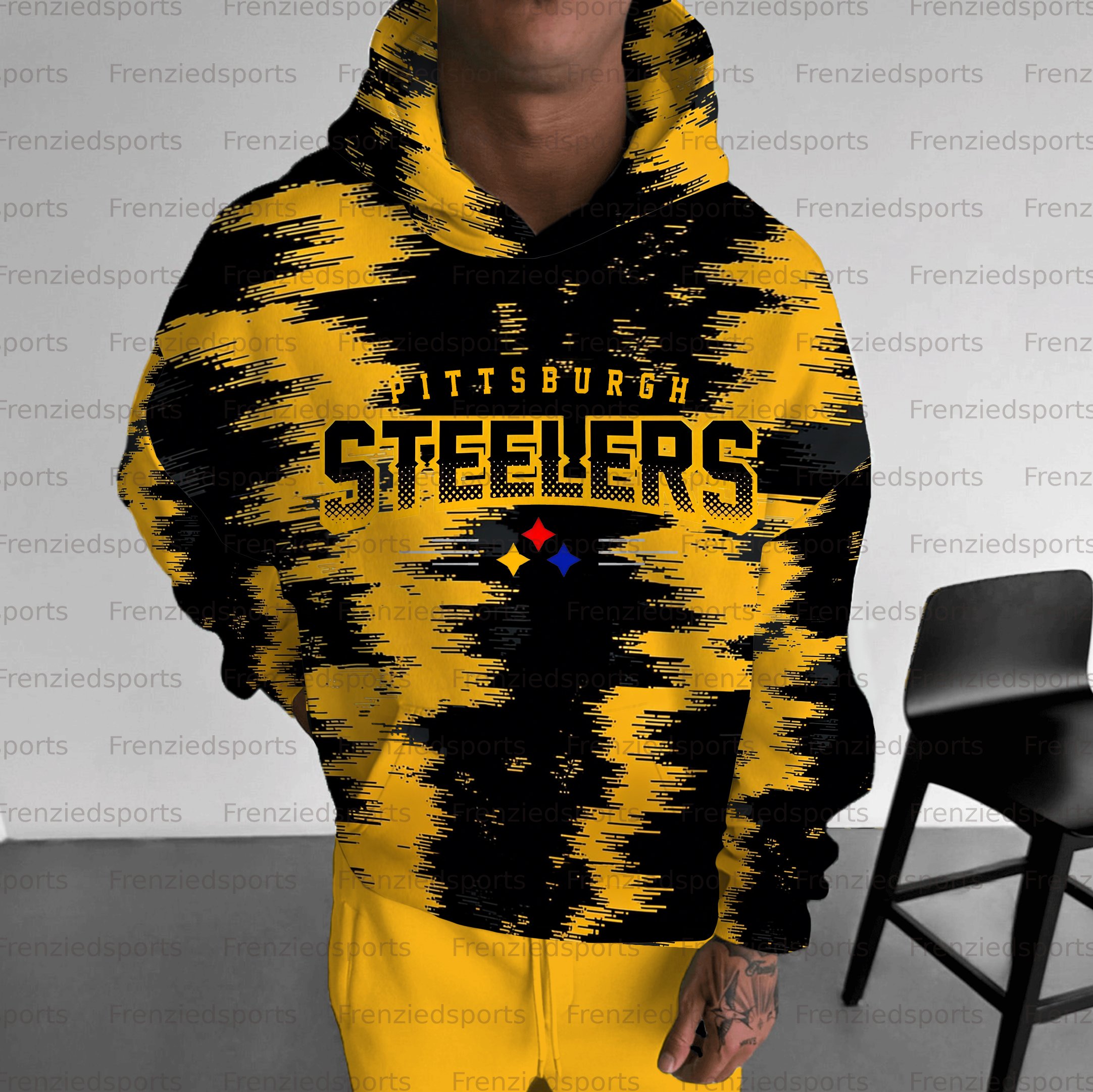 Unisex "Pittsburgh Steelers" Graphic Streetwear Vintage Plush Hoodie