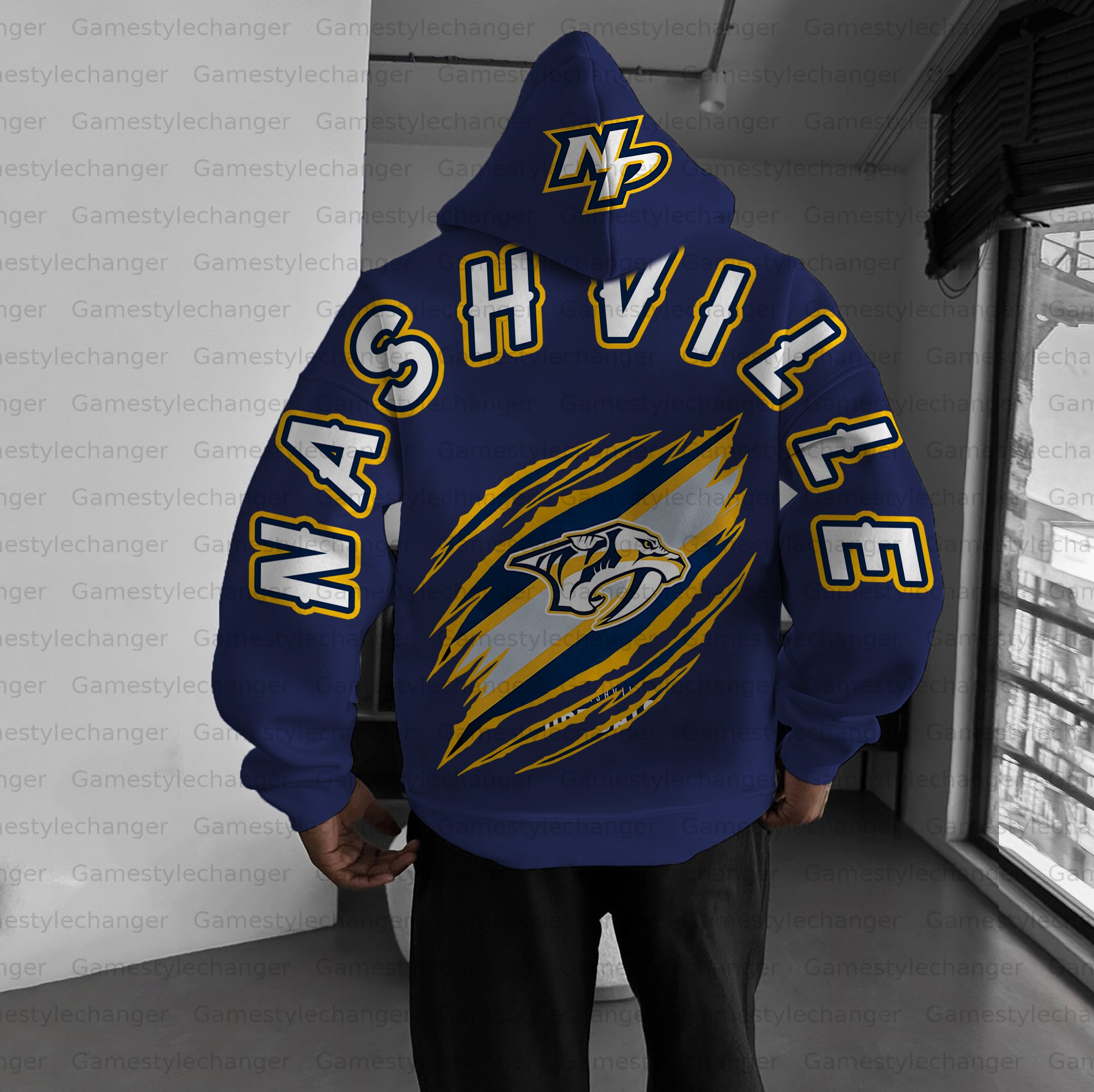 Unisex "Nashville Predators " Graphic Streetwear Vintage Plush Hoodie