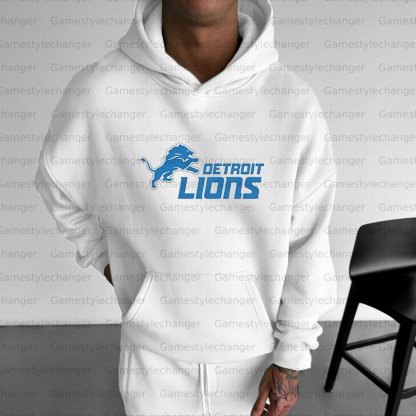 Unisex "Detroit lions" Graphic Streetwear Vintage Plush Hoodie