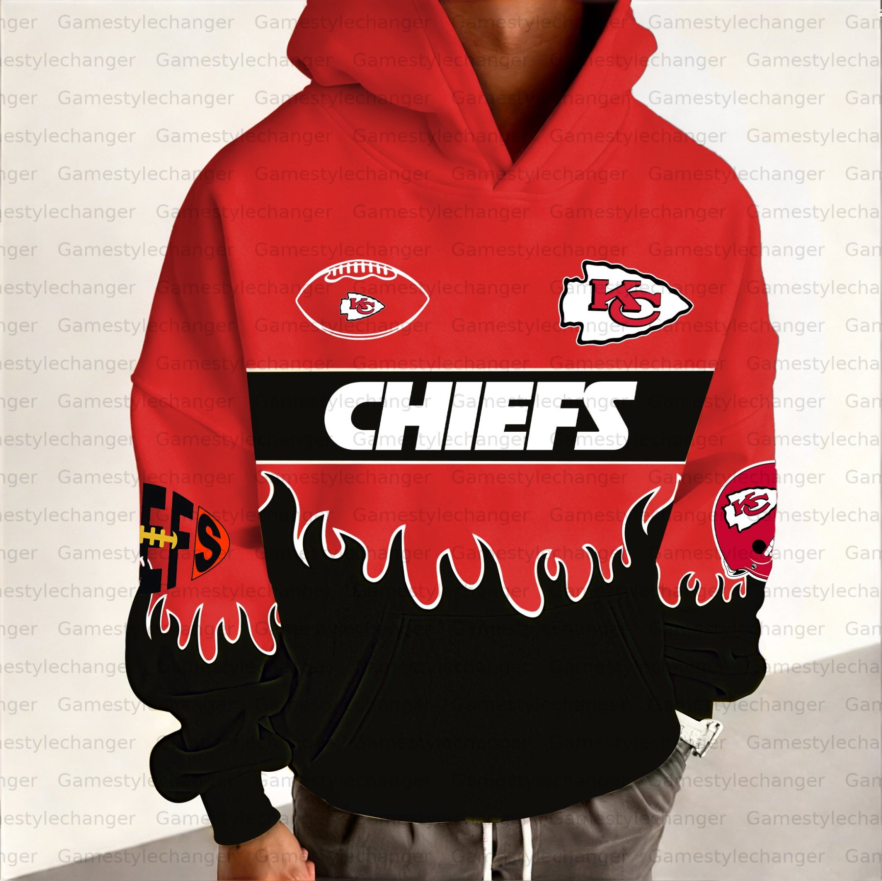 Unisex "Kansas City Chiefs" Graphic Streetwear Vintage Plush Hoodie