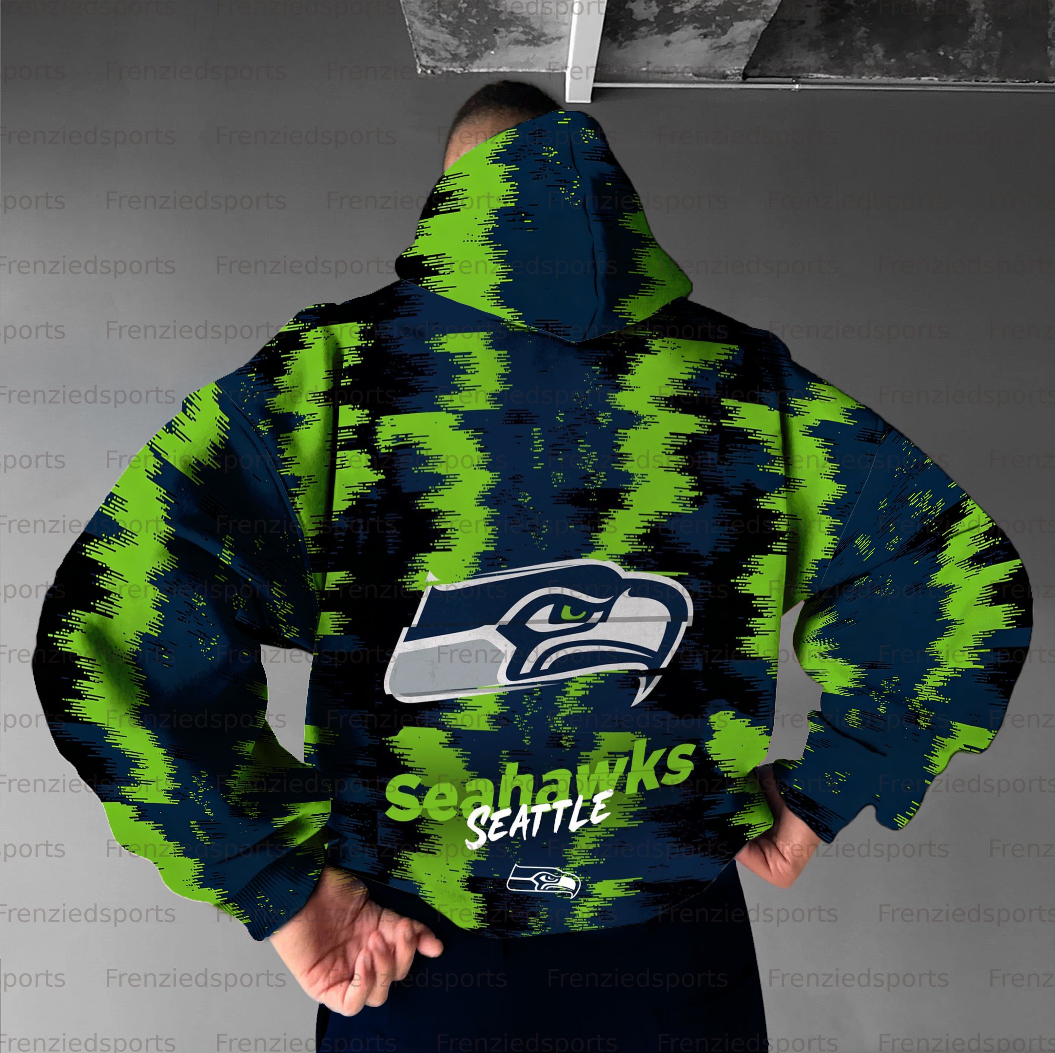 Unisex "Seattle Seahawks" Graphic Streetwear Vintage Plush Hoodie