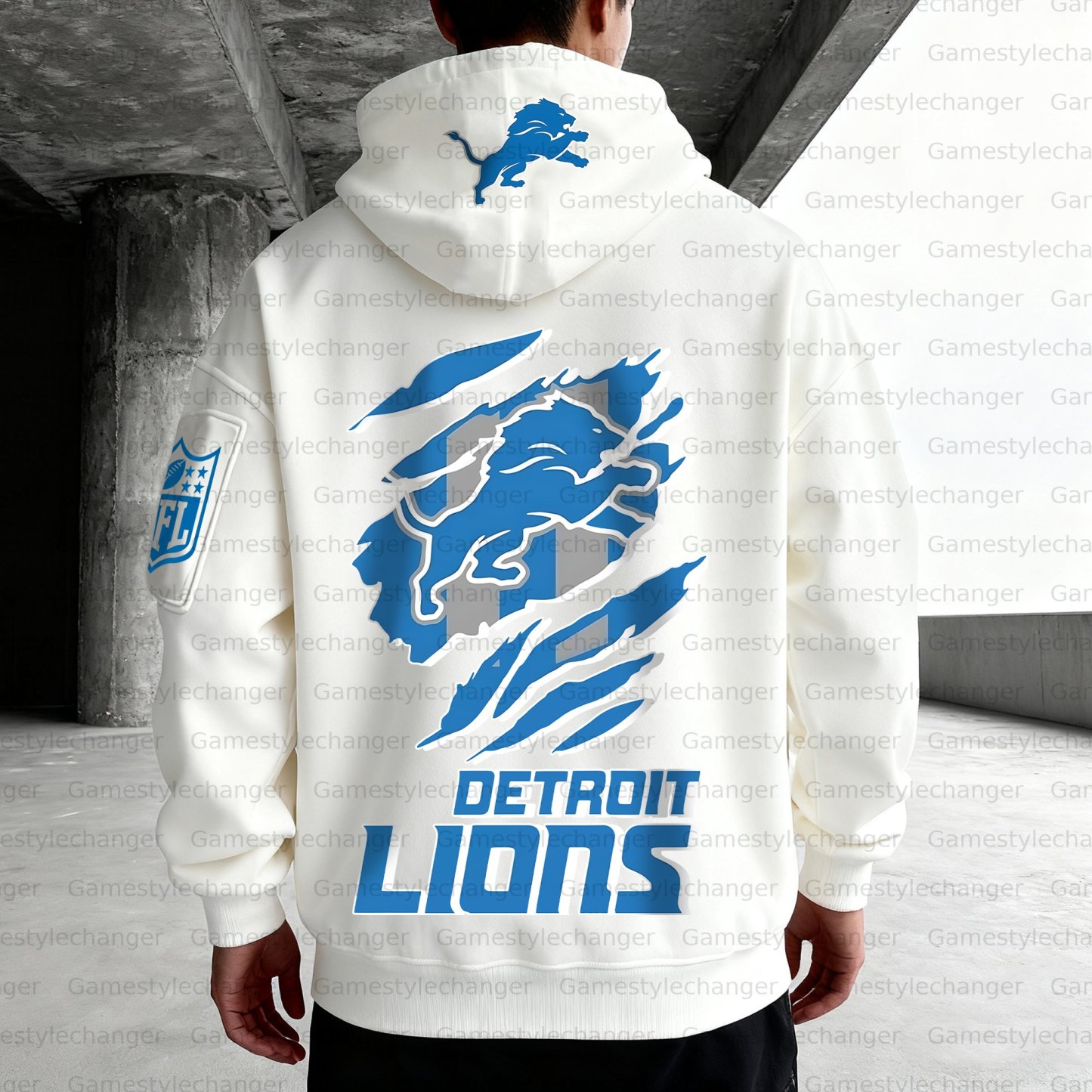 Unisex "Detroit Lions" Graphic Streetwear Vintage Plush Hoodie