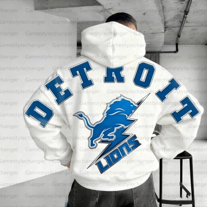 Unisex "Detroit lions" Graphic Streetwear Vintage Plush Hoodie