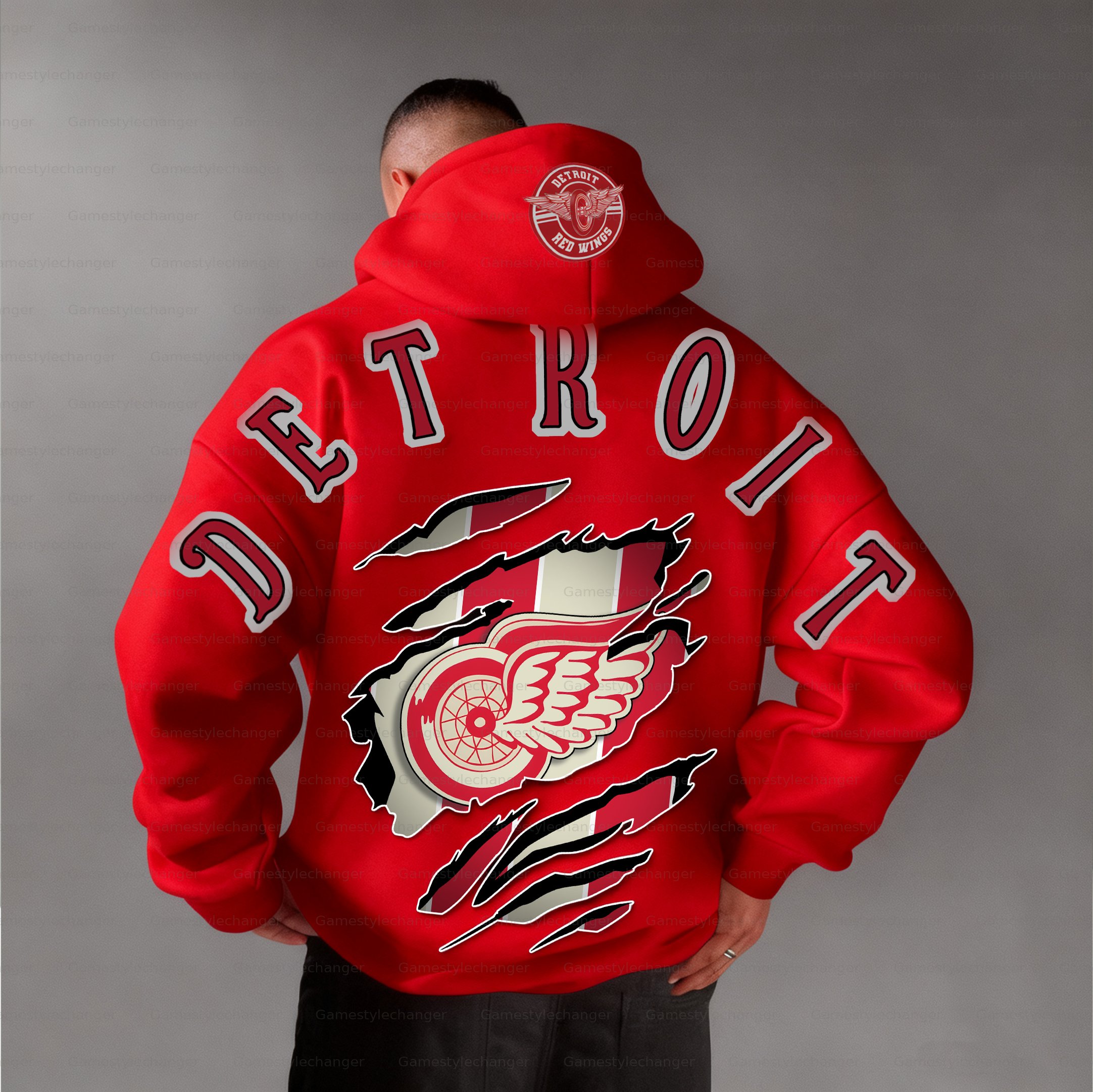 Unisex "Detroit Red Wings" Graphic Streetwear Vintage Plush Hoodie