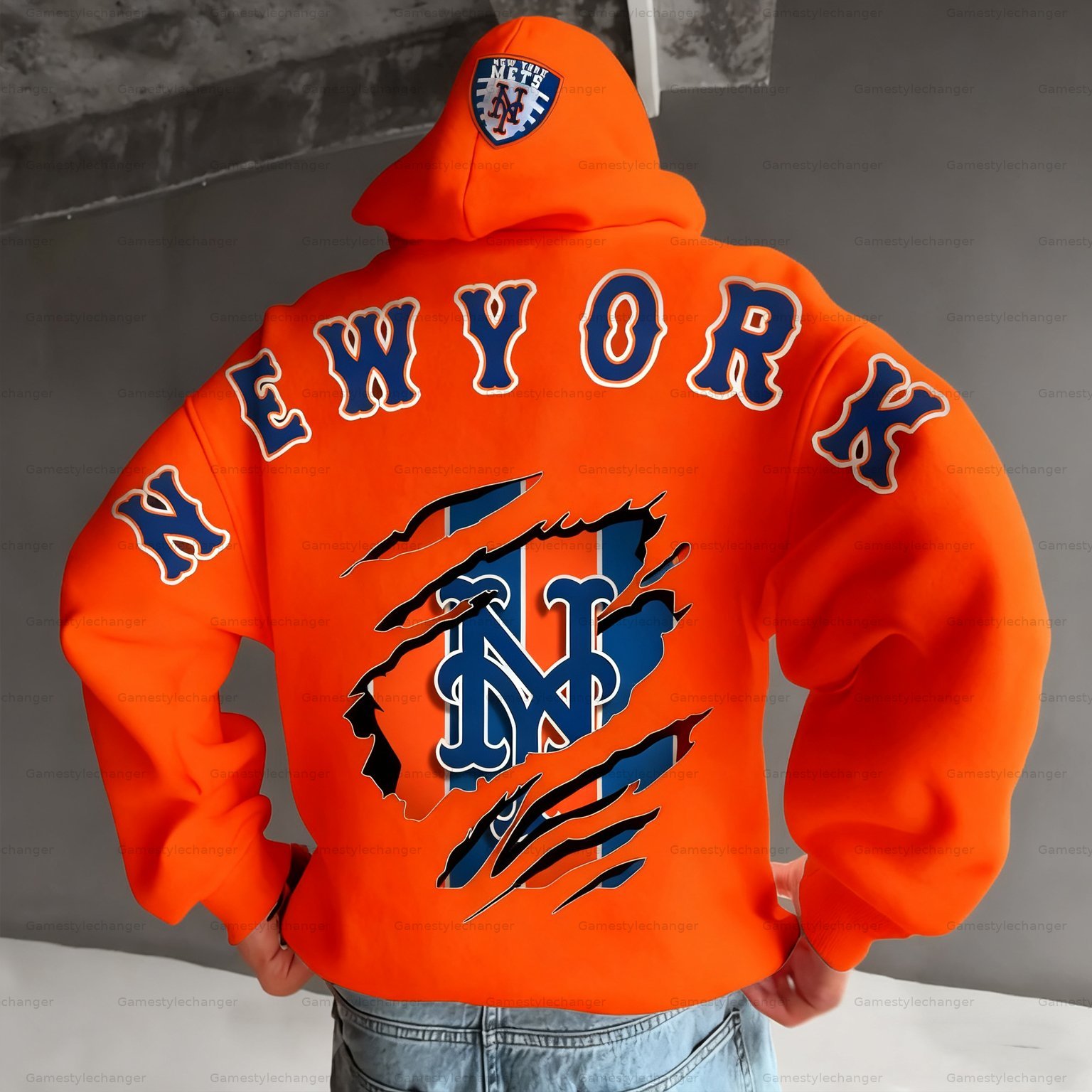 Unisex "New York Mets" Graphic Streetwear Vintage Plush Hoodie