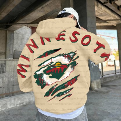 Unisex "Minnesota Wild " Graphic Streetwear Vintage Plush Hoodie