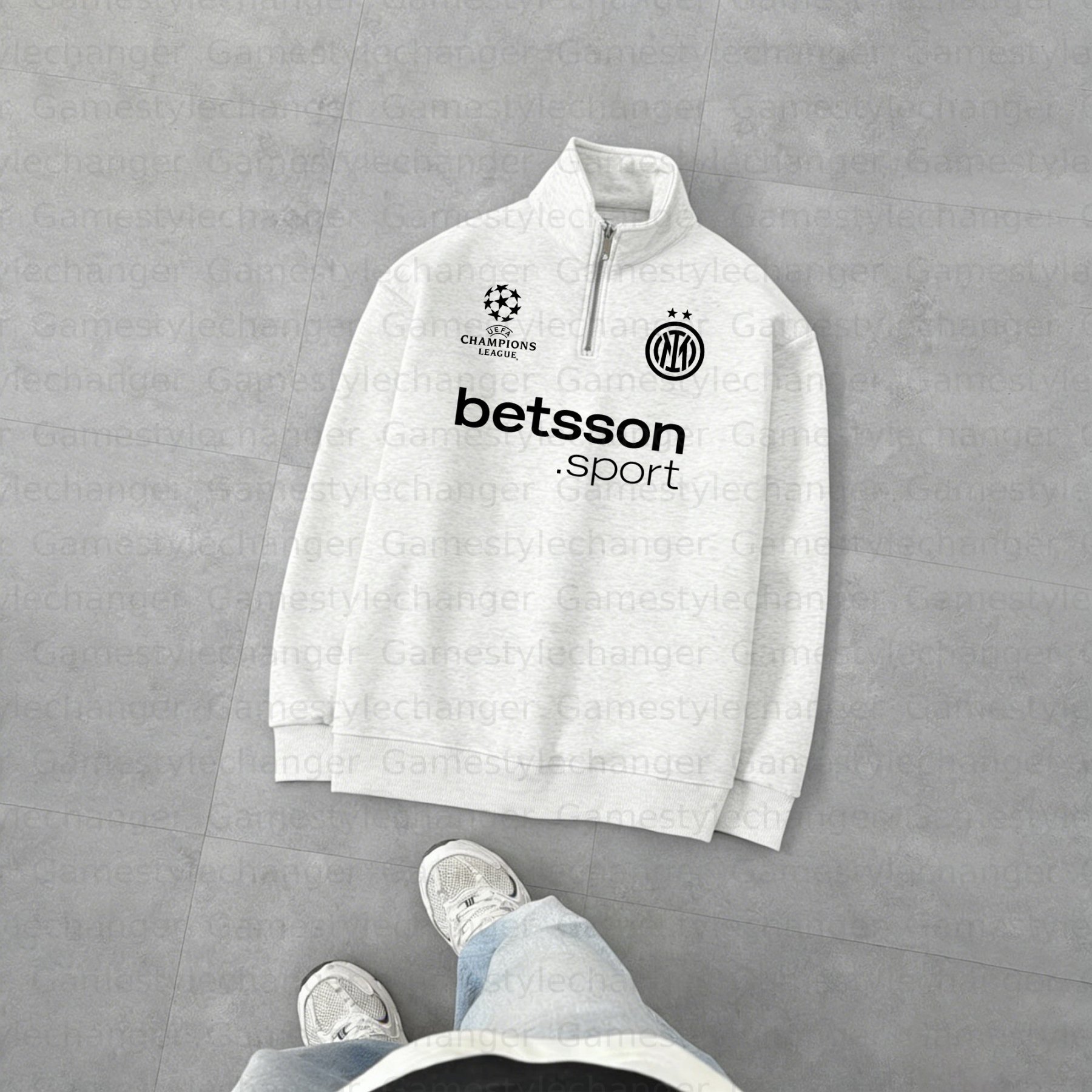 Unisex "UEFA " Graphic Streetwear Vintage Plush Zip-up Sweatshirt