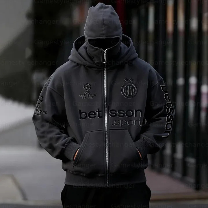 Unisex "Inter Milan” Double-layer Hooded Zip-up Sweatshirt