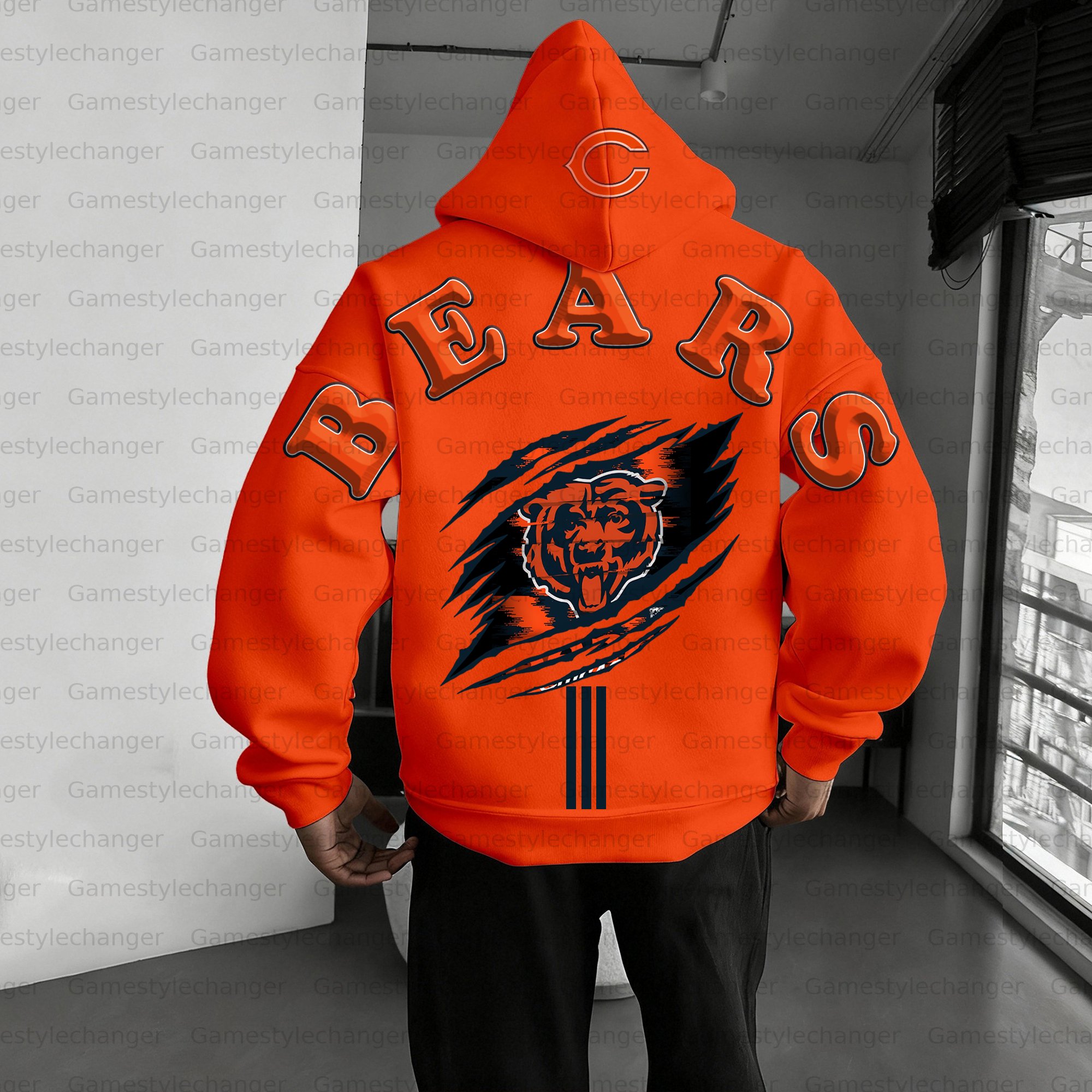 Unisex "Chicago Bears " Graphic Streetwear Vintage Plush Hoodie