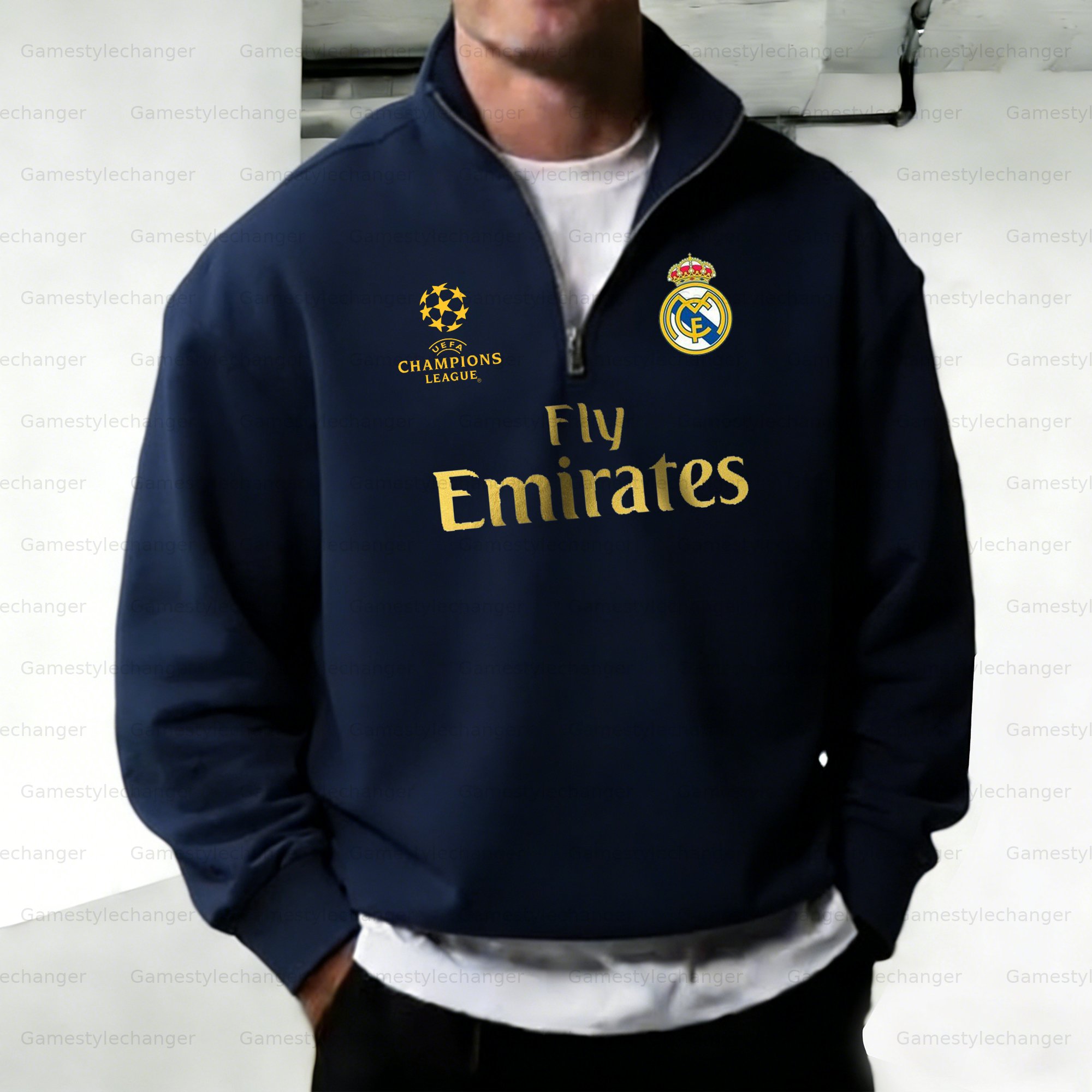 Unisex "UEFA " Graphic Streetwear Vintage  Zip-up Sweatshirt