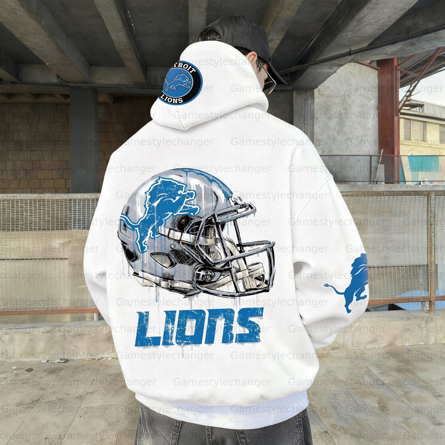 Unisex "Detroit Lions " Graphic Streetwear Vintage Plush Hoodie