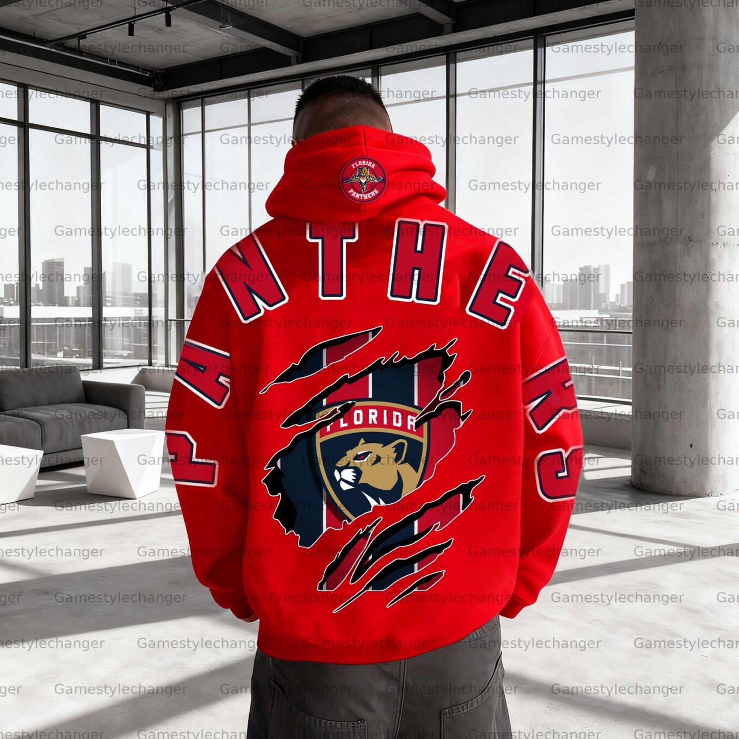 Unisex "Florida Panthers" Graphic Streetwear Vintage Plush Hoodie