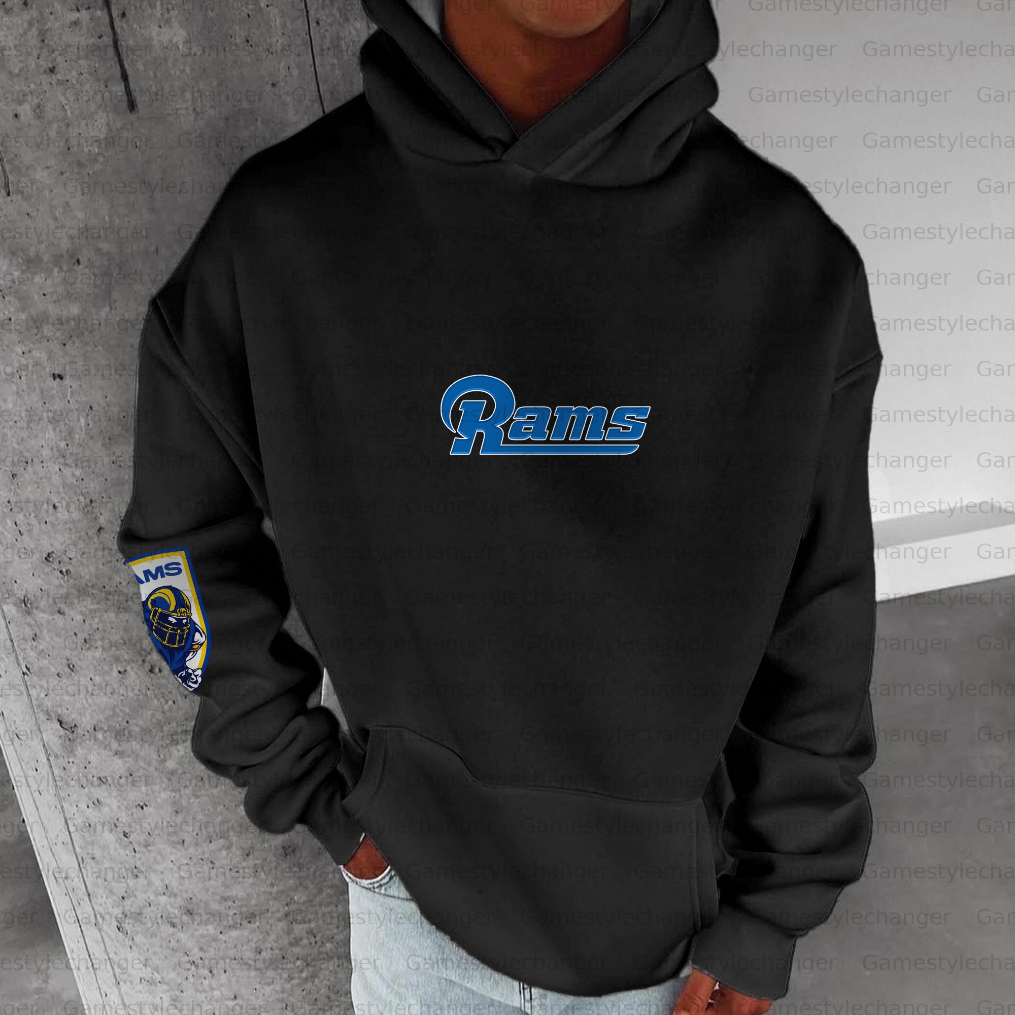 Unisex "Los angeles rams" Graphic Streetwear Vintage Plush Hoodie