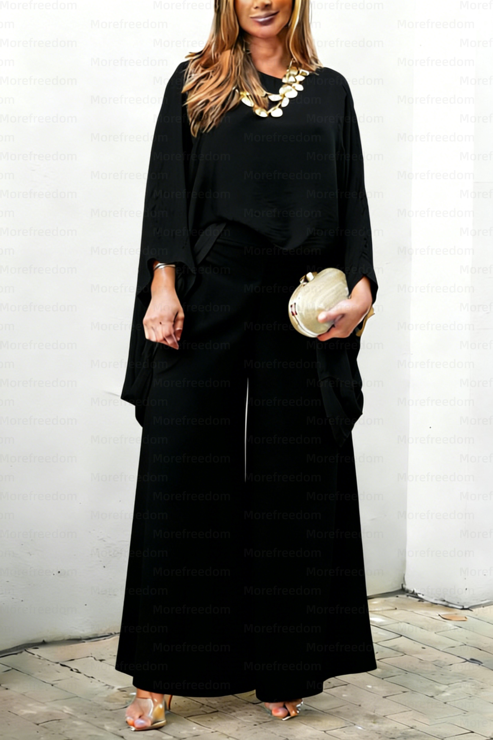 ⏰ LAST DAY SAVE 50%🔥Women's comfortable and casual batwing sleeve top and straight-leg pants two-piece set