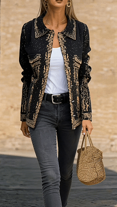 Fashionable Lapel Metal Buckle Casual Loose Jacket