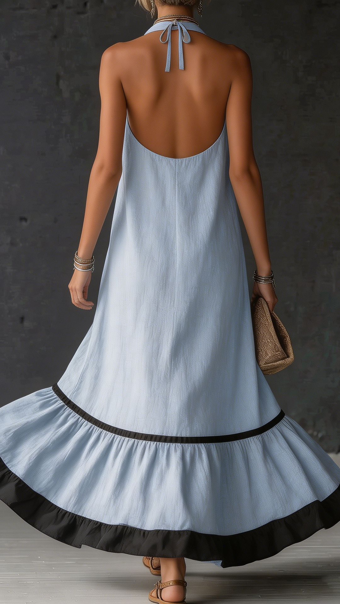 [Copy]Elegant And Romantic Ruffled Color-blocked Maxi Dress ✨Plus Size Friendly