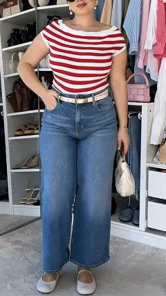 Women's simple casual  and versatile straight-leg jeans