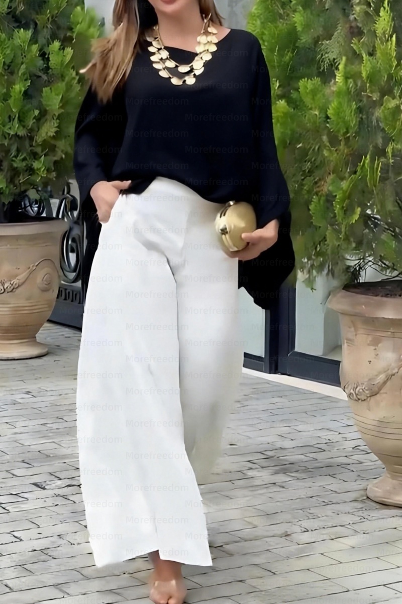 ⏰ LAST DAY SAVE 50%🔥Women's comfortable and casual batwing sleeve top and straight-leg pants two-piece set