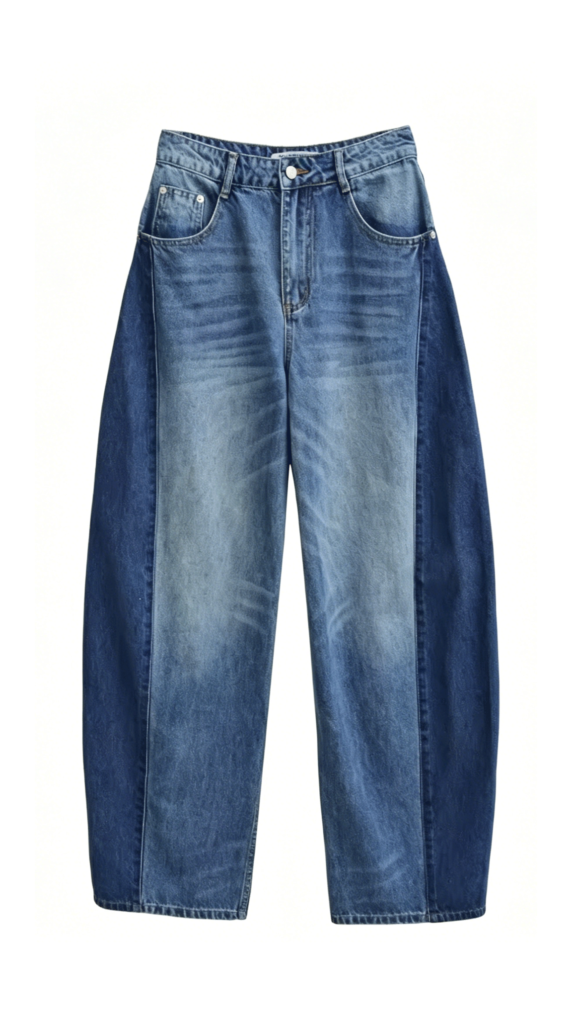 Statement Contrast Panel Jeans – Relaxed Fit Wide Straight Denim Pants Women Street Style