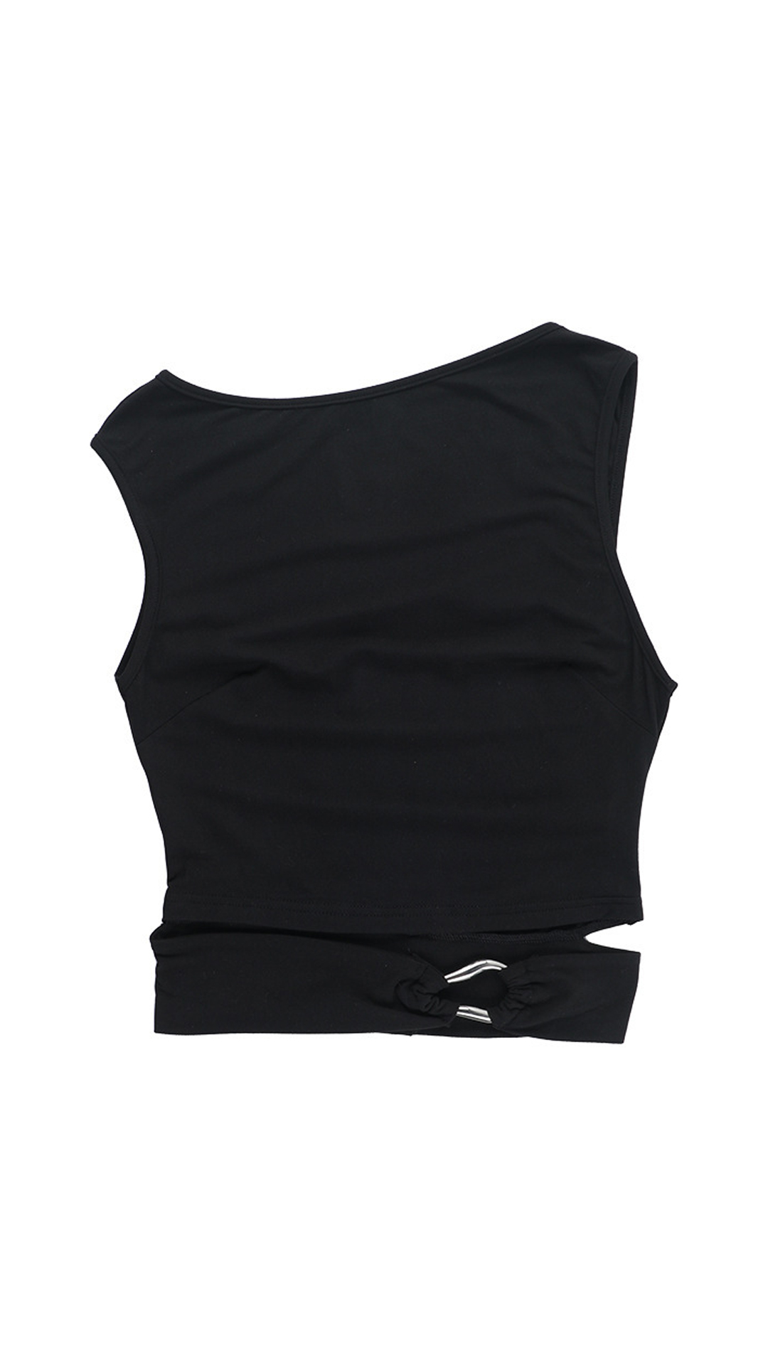 Women black fitted crop top flattering waist cut out design bodycon summer fashion top