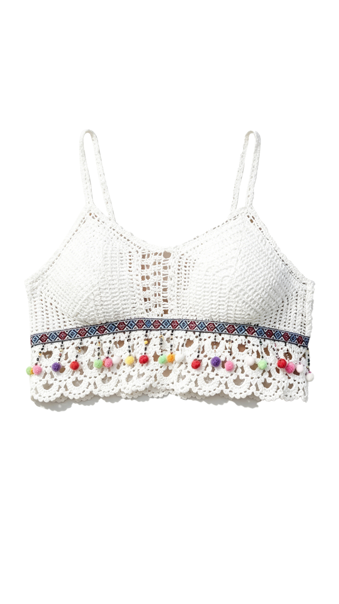 Hollow out crochet lace fabric texture white summer crop top detail