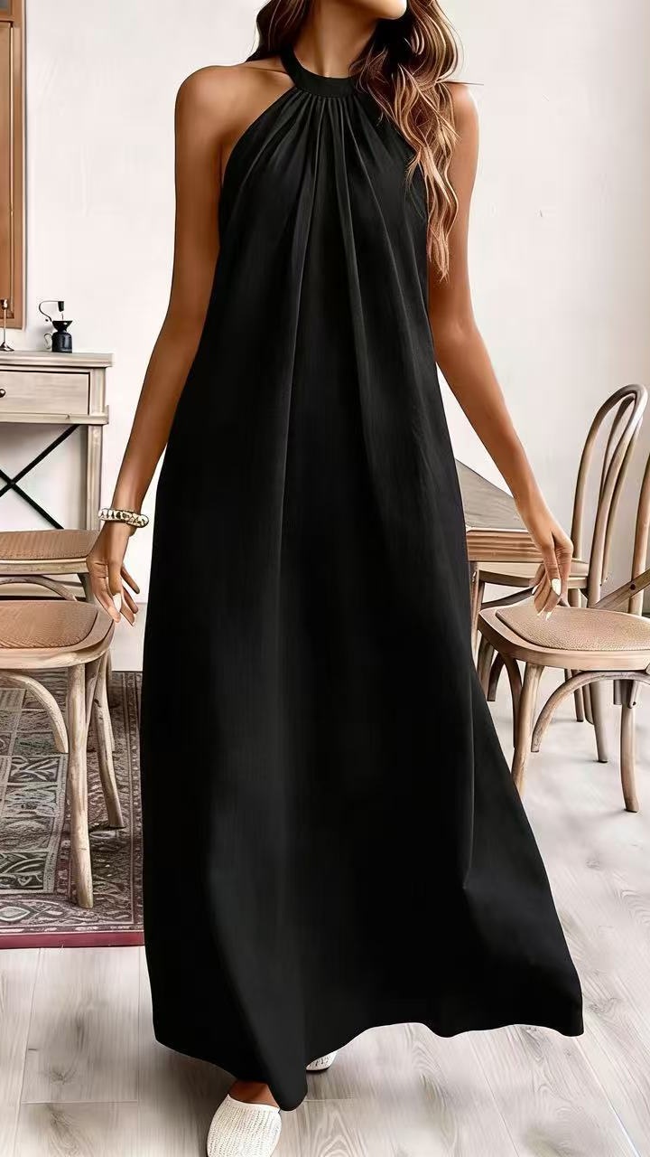 Women's Solid-Color Loose-Fit Stylish Halter Dress