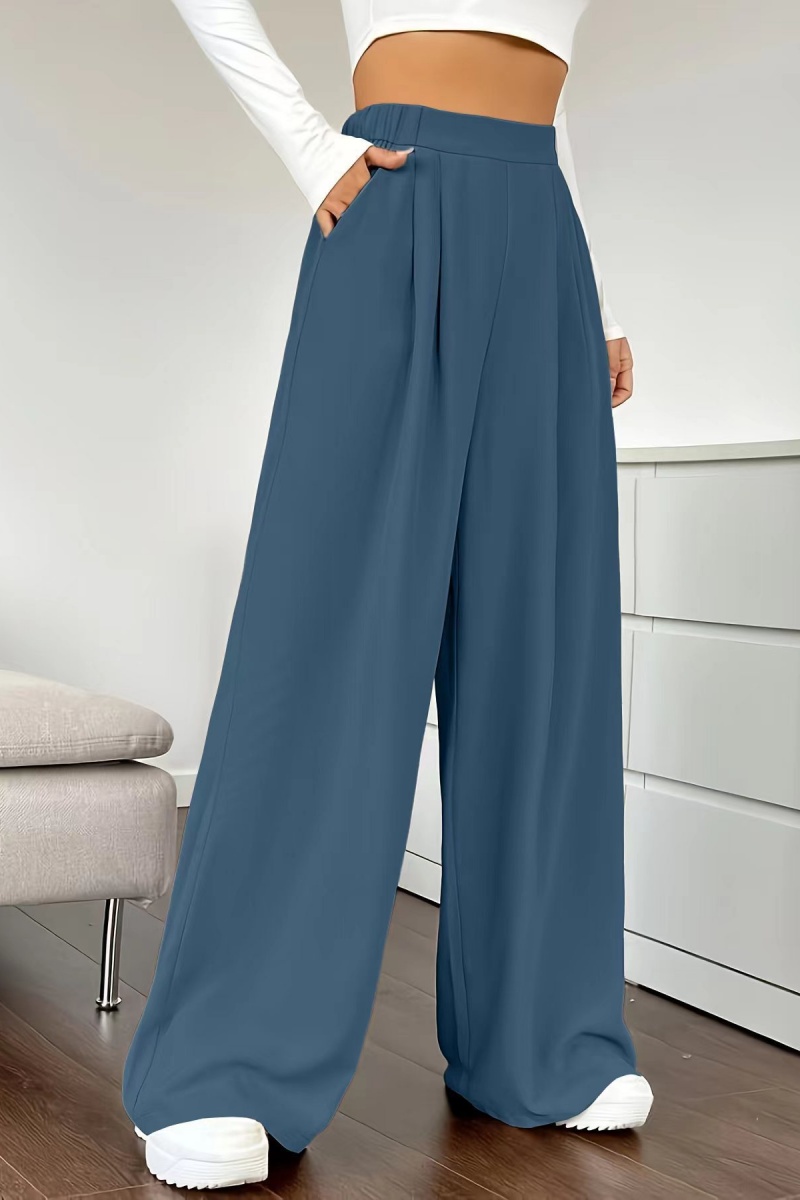 Women's casual loose wide-leg pants, high-waisted straight-leg trousers with excellent drape.