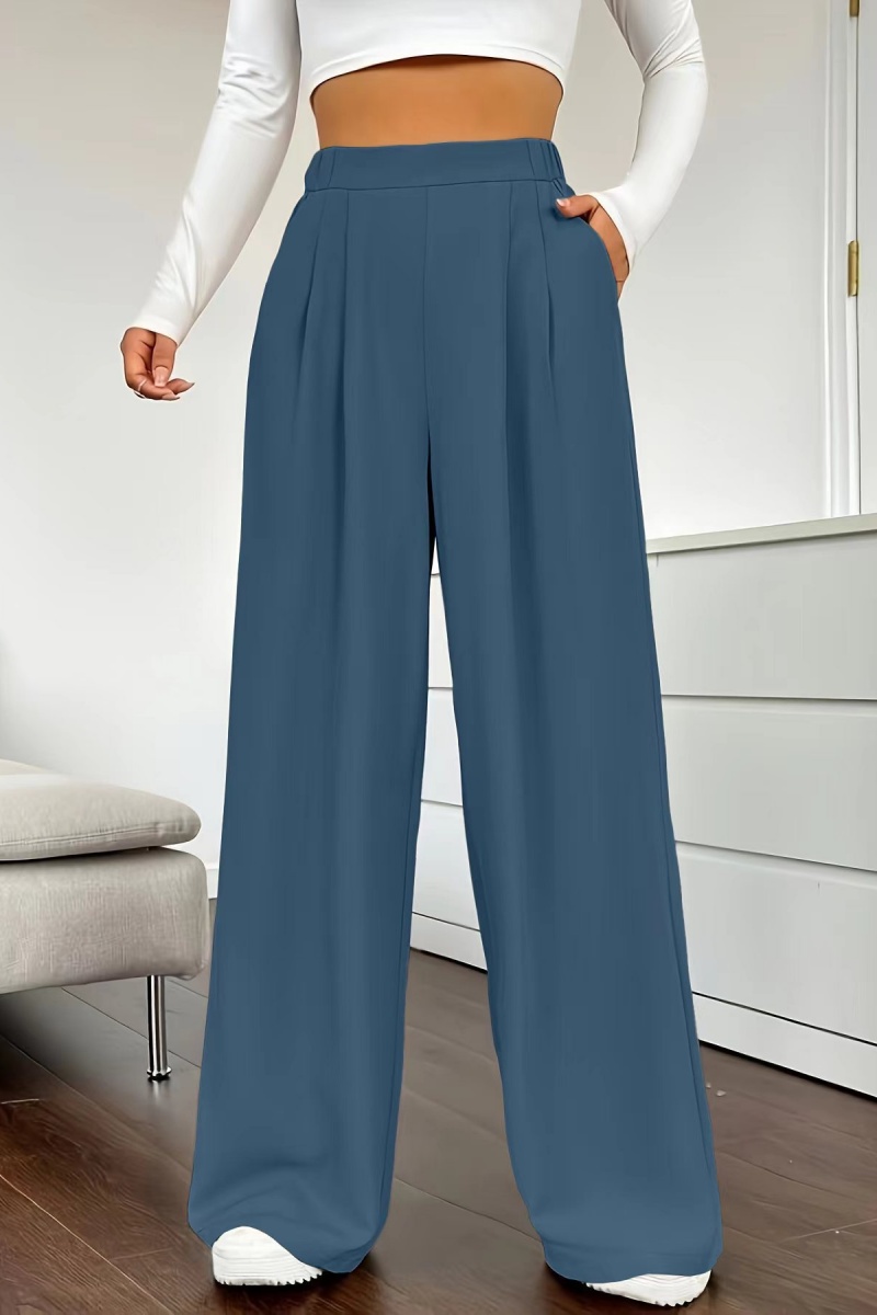 Women's casual loose wide-leg pants, high-waisted straight-leg trousers with excellent drape.