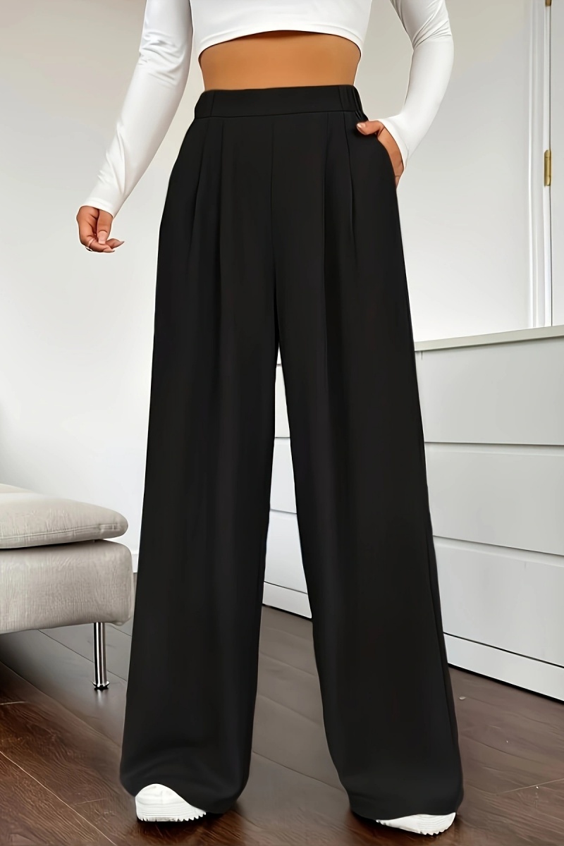 Women's casual loose wide-leg pants, high-waisted straight-leg trousers with excellent drape.