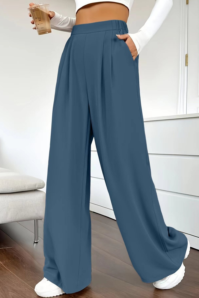 Women's casual loose wide-leg pants, high-waisted straight-leg trousers with excellent drape.