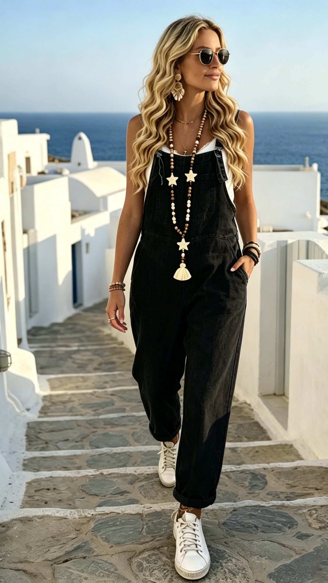 Women's Casual Cotton-Linen Strappy Overalls