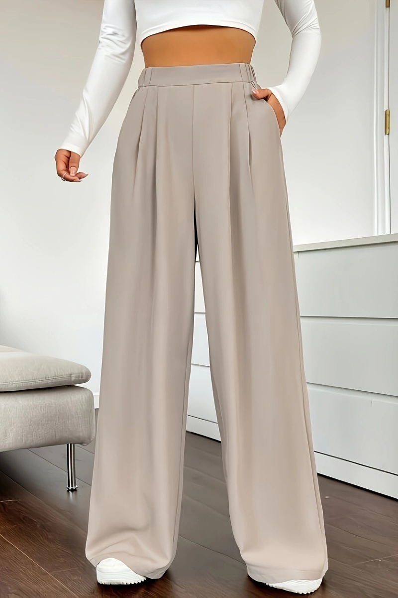 Women's casual loose wide-leg pants, high-waisted straight-leg trousers with excellent drape.