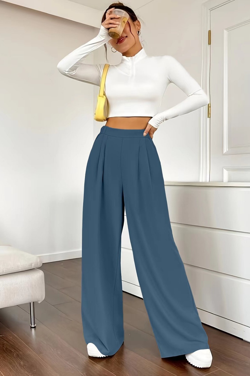 Women's casual loose wide-leg pants, high-waisted straight-leg trousers with excellent drape.