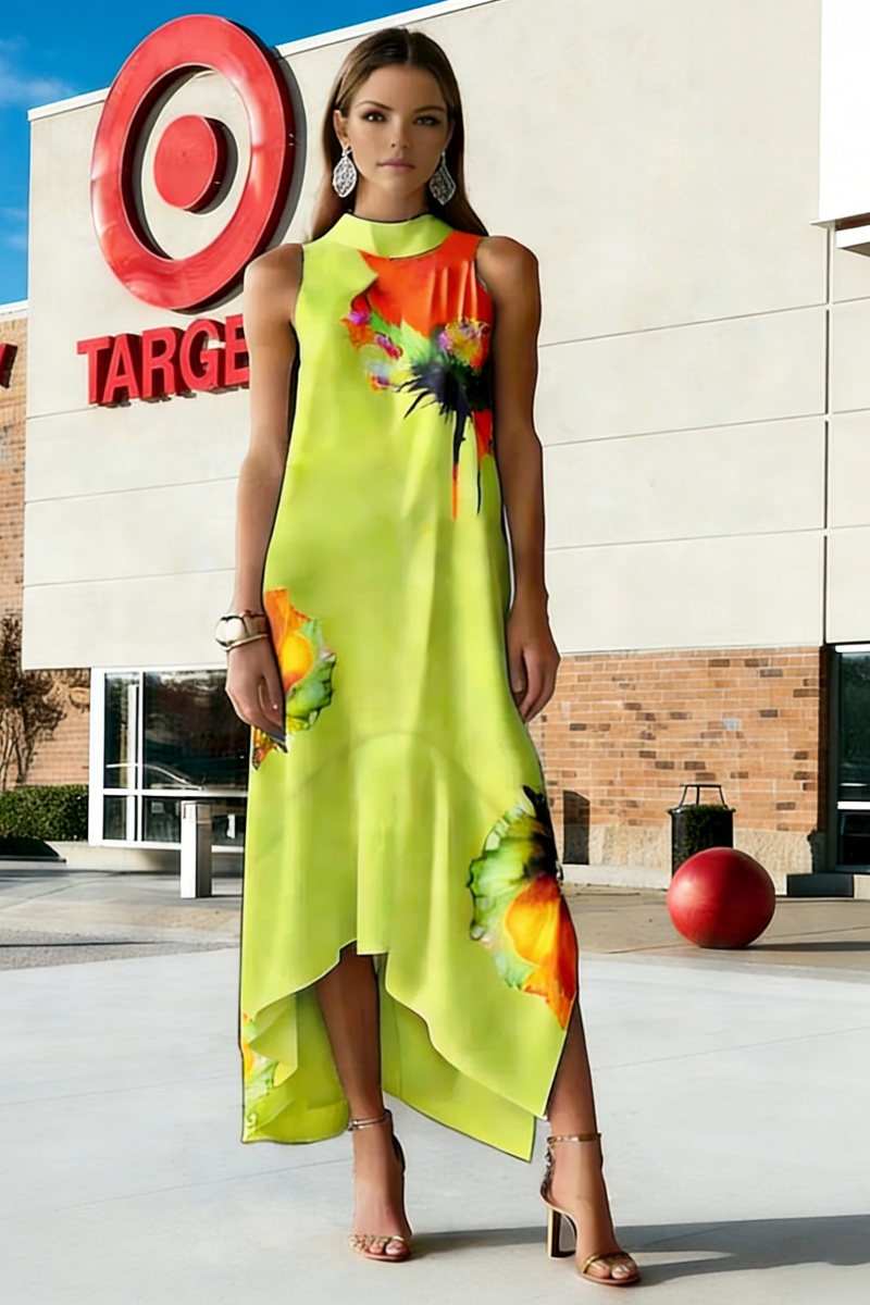 Women's sleeveless loose-fitting printed dress