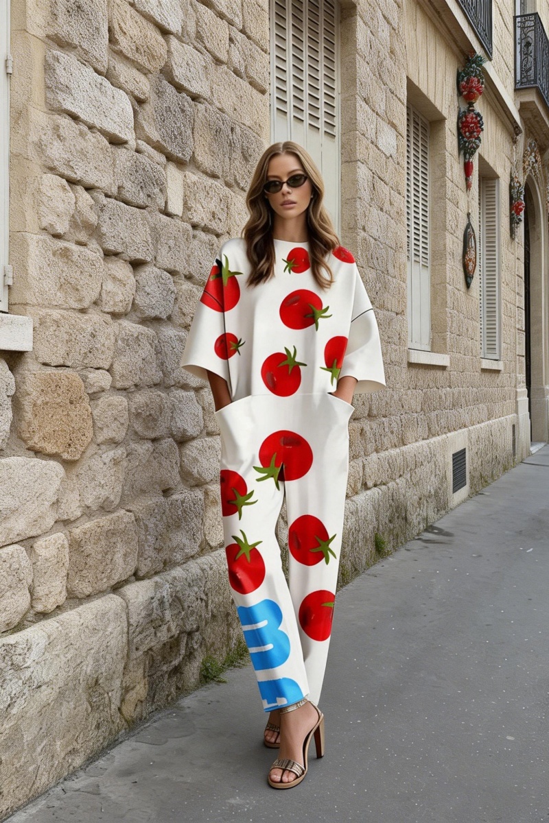 Women's fashionable printed loose-fitting jumpsuit