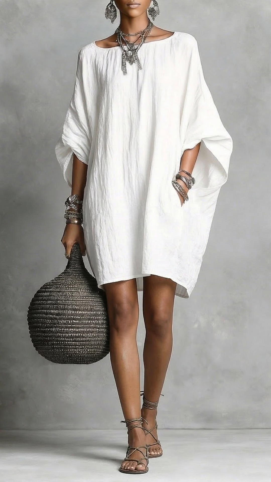 Casual cotton and linen dress